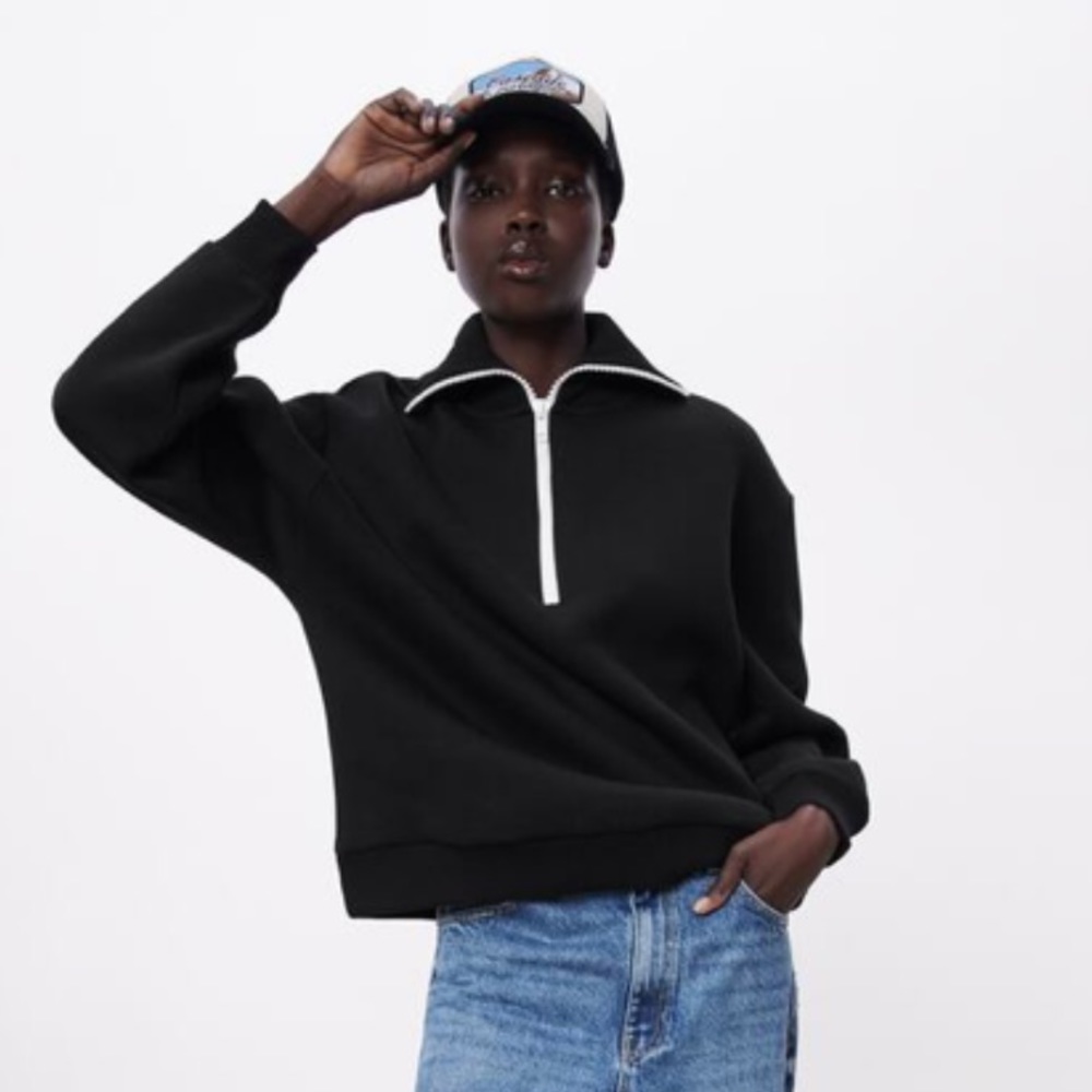 Zara contrasting Zip sweatshirt